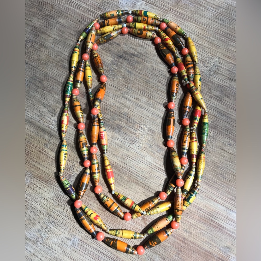 Vintage Paper Wrap Beads Set of 2